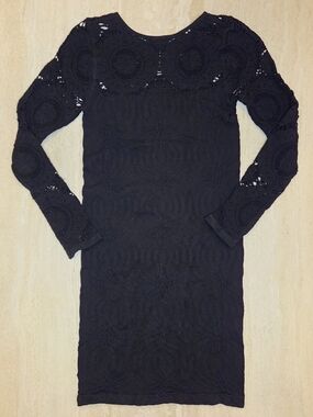 2 Hearts Black Lace Body Con Dress